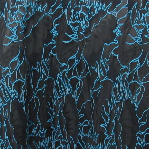 Ming Wang Black Blue Embroidered Embossed Flames Art to Wear Open Jacket sz L - Picture 4 of 4